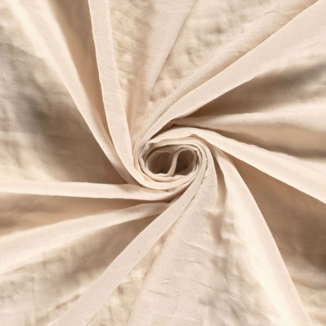 Tissu Lange mélangé uni Beige