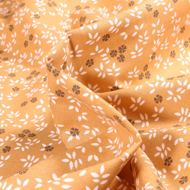 Tissu Coton imprimé Arty Naho sur fond Ocre