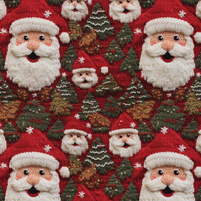 Tissu Coton imprimé Digital Arty Père Noël sur fond Rouge