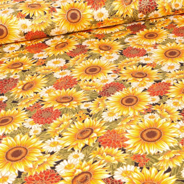 Tissu  Robert Kaufman Autumn Bouquet sur fond Jaune