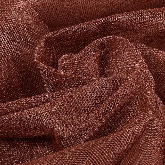 Tissu Tulle rigide uni Marron chocolat