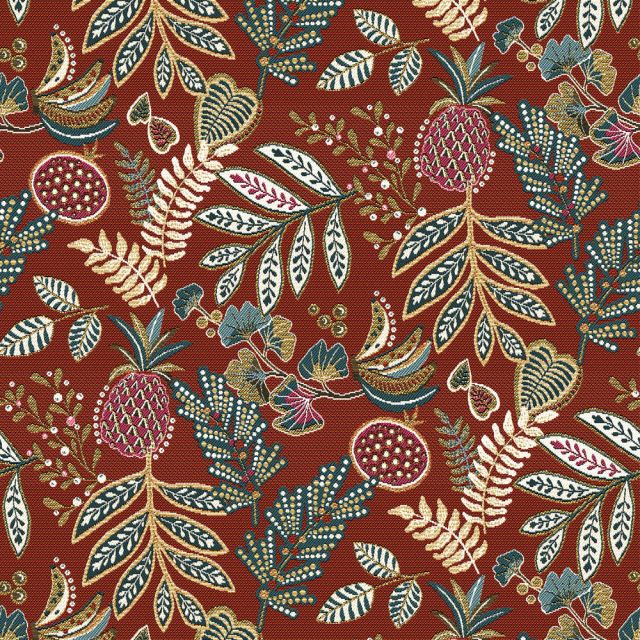 Tissu Jacquard Allover Mambo sur fond Terracotta