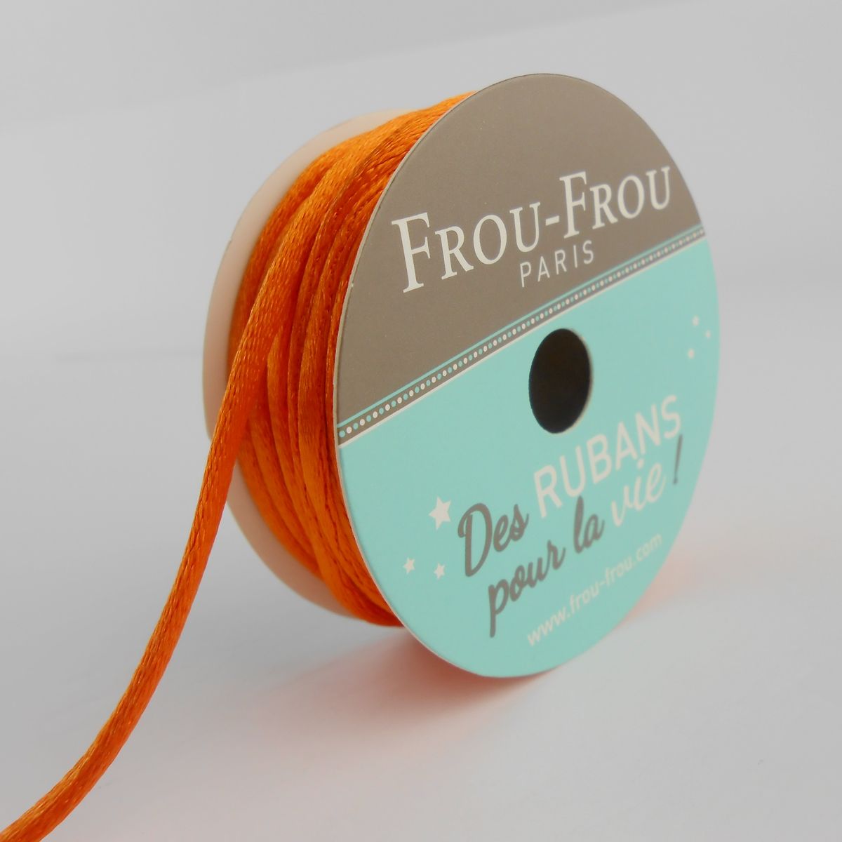 Bobinette Ruban Cordon de satin Frou-Frou Orange flamboyant - 2 mm x 10  mètres