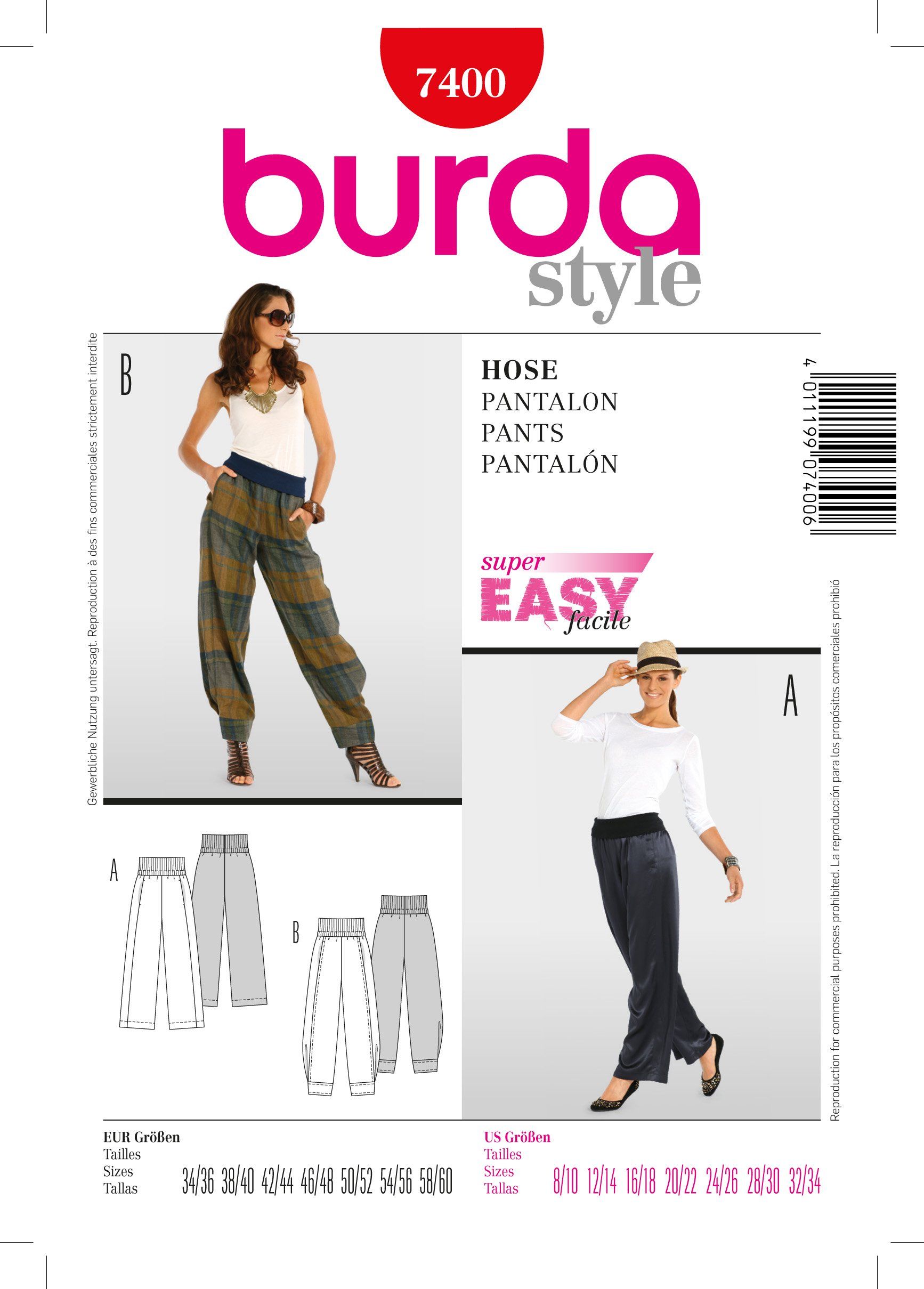 Patron de couture pantalon Burda 7400