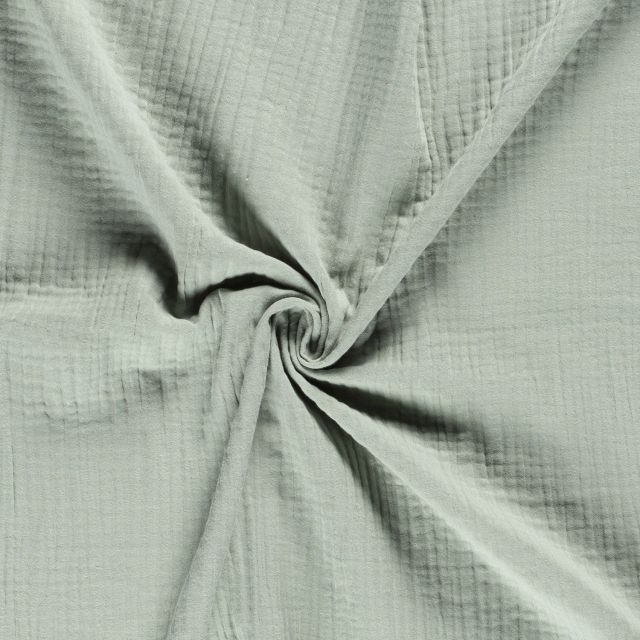 Tissu Triple gaze de coton Vert d'eau - Par 10 cm