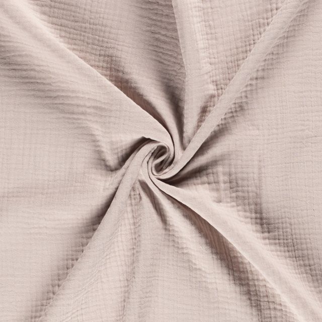 Tissu Triple gaze de coton Beige sable - Par 10 cm