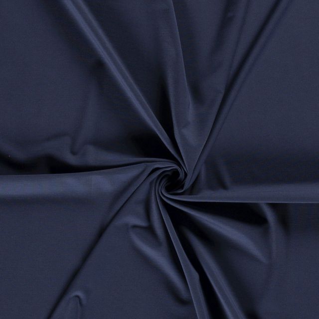 Tissu Jersey Viscose Nylon Bleu jean - Par 10 cm