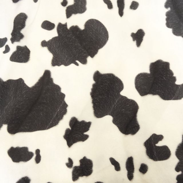 Tissu Velours Peau de bête Vache vagues relief Blanc et noir x10cm