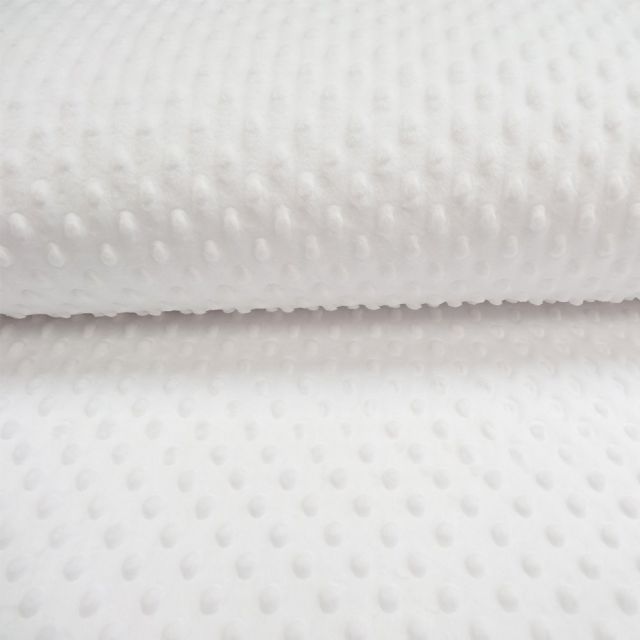 Tissu Minky Ultra doux Pois Blanc - Par 10 cm