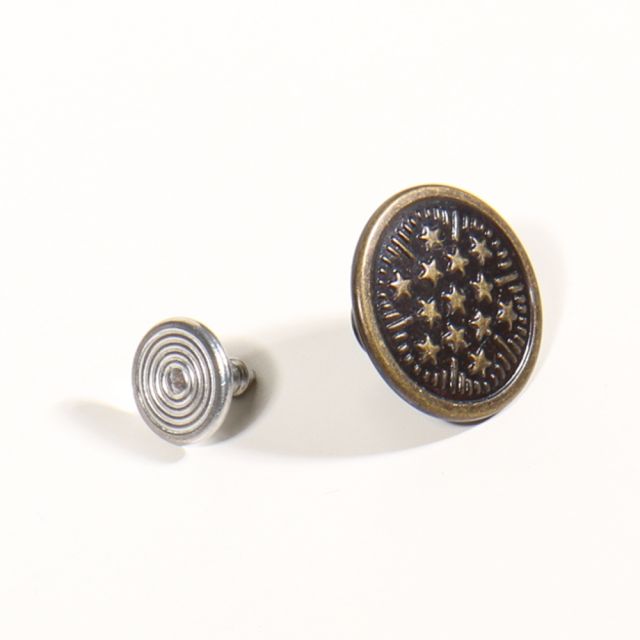 8 boutons pour jean Prym, 17 mm, couleur argent vieilli