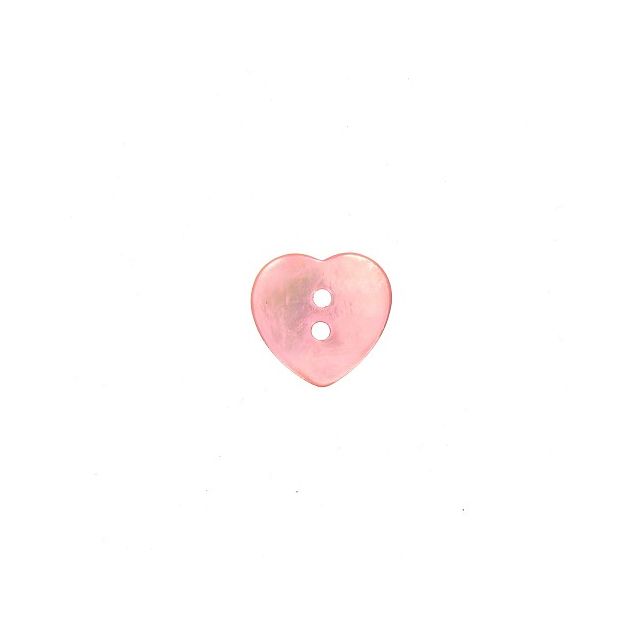 Bouton nacré cœur 14 mm - Rose clair