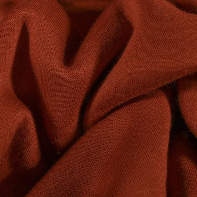Tissu Molleton Sweat uni Brique - Par 10 cm