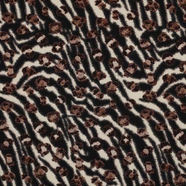 Tissu Polyester Stretch imprimé motif léopard et zébré sur fond Beige
