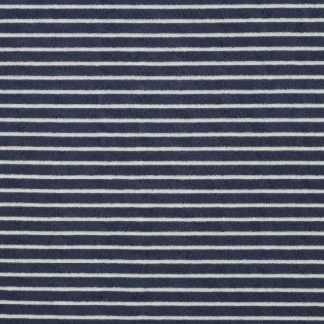 Tissu Jersey Velours Eponge Rayé sur fond Bleu marine