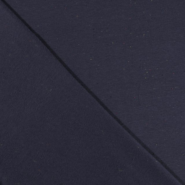 Tissu Jersey Jogging Moucheté Bleu marine - Par 10 cm