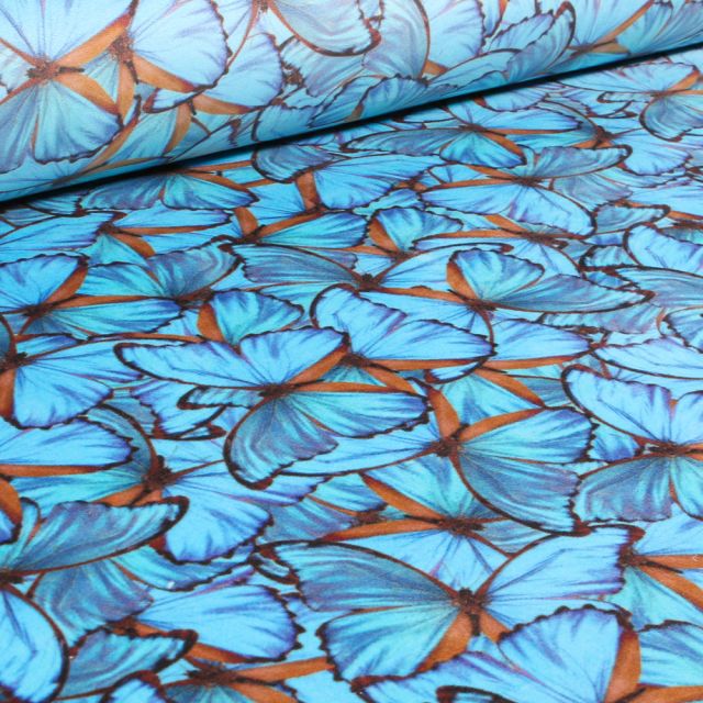 Tissus Velours d'ameublement épais tout doux Papillons sur fond Marron