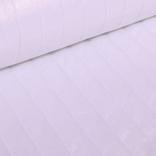 Tissu Doudoune matelassé rayé Blanc - Par 10 cm