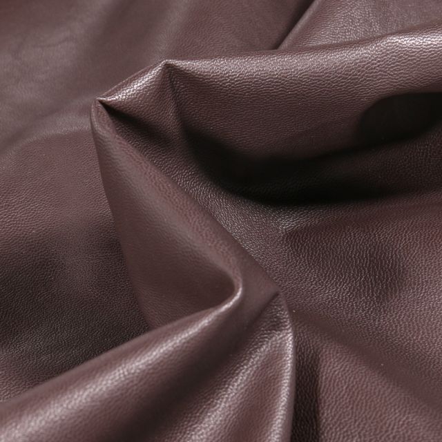 Tissu Simili cuir souple d'habillement uni Inès Marron chocolat