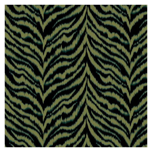 Tissu Polyester Stretch Zébré Vert sur fond Noir