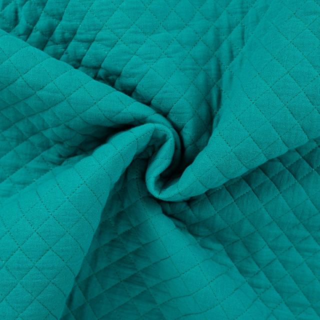 Tissu Double gaze Matelassée envers Coton uni Vert émeraude
