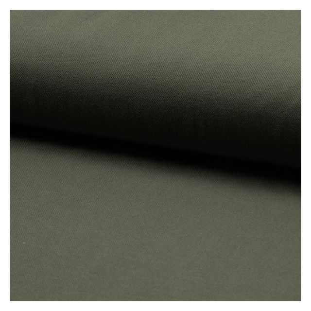 Tissu Jersey Piqué de coton spécial Polo Vert kaki - Par 10 cm