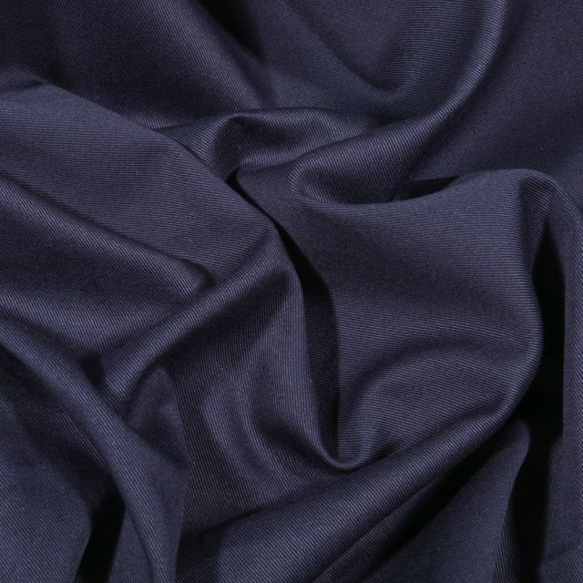 Tissu Coton Sergé uni Bleu marine - Par 10 cm
