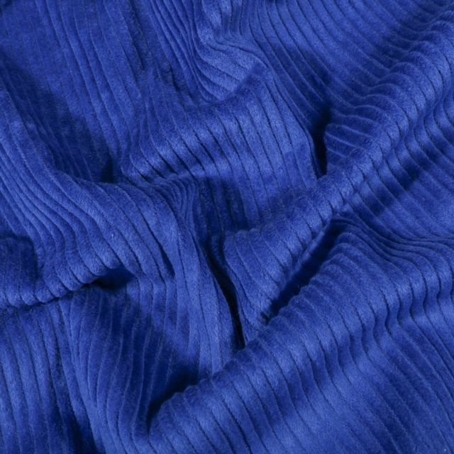 Tissu Velours côtelé uni Bleu roi - Par 10 cm