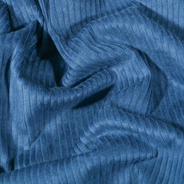 Tissu Velours côtelé uni Bleu pétrole - Par 10 cm