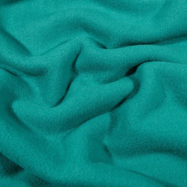 Tissu Polaire Coton uni  Vert émeraude - Par 10 cm