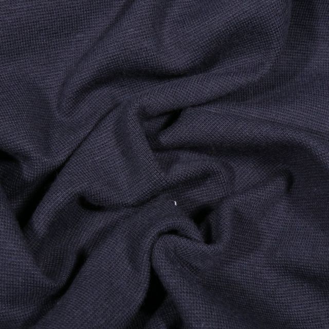 Tissu Bord côte uni Bio Bleu marine - Par 10 cm