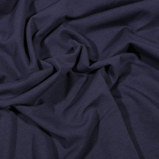 Tissu Jersey Coton Bio uni Bleu marine - Par 10 cm