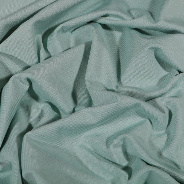 Tissu Jersey Coton Bio uni Vert menthe - Par 10 cm