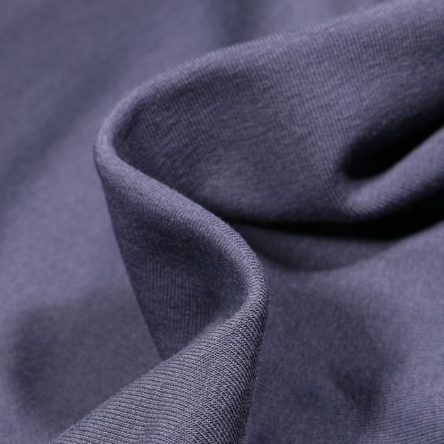 Tissu Jersey coton Bio Uni envers bouclettes Bleu marine