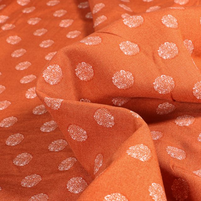 Tissu Viscose Cercles pointillés sur fond Orange
