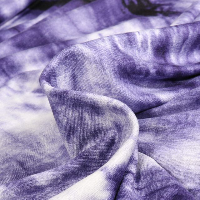Tissu Jersey Viscose  Tye and dye Dorina sur fond Violet