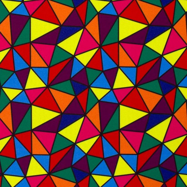 Tissu Burlington Triangles colorés sur fond Noir
