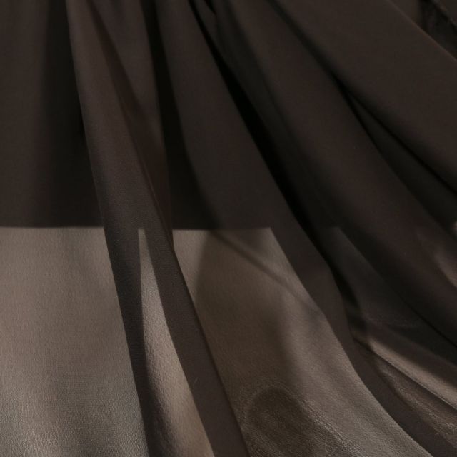 Tissu Mousseline uni Noir - Par 10 cm