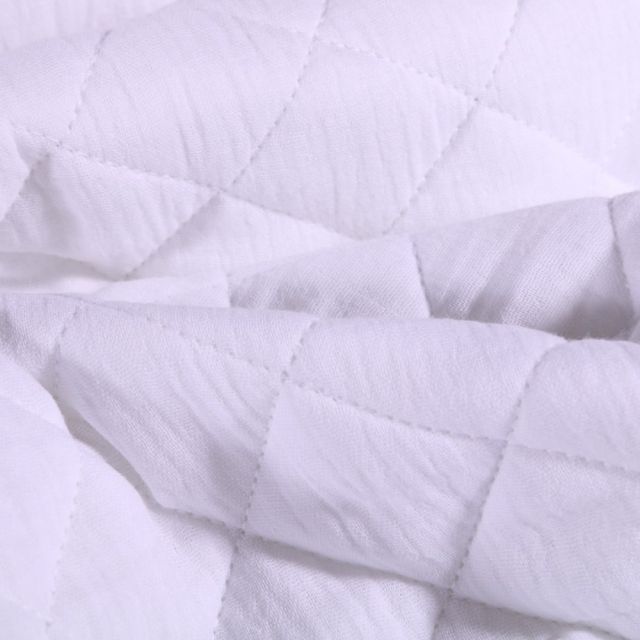 Tissu Double gaze Matelassée Blanc - Par 10 cm