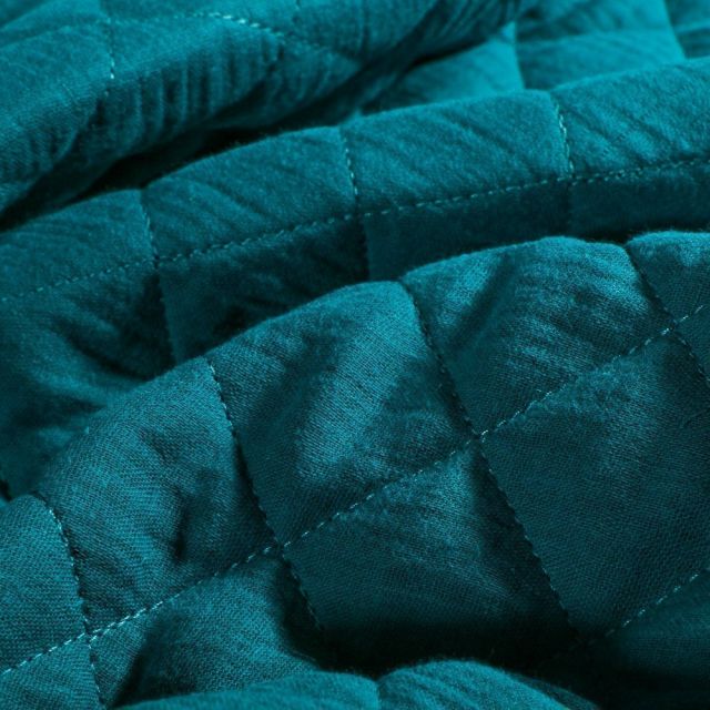 Tissu Double gaze Matelassée Bleu pétrole - Par 10 cm