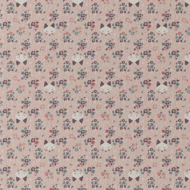 Tissu Jersey Coton Goops fleuris sur fond Rose pâle