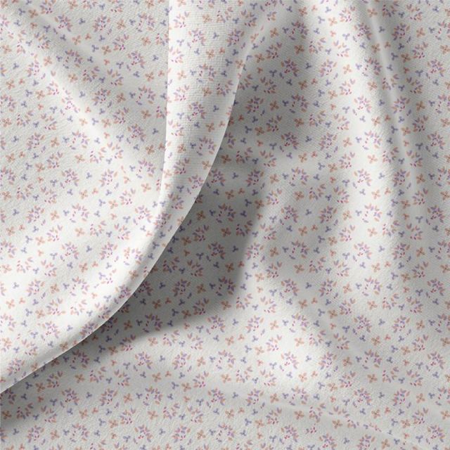 Tissu Jersey Coton Jefina fleuris sur fond Blanc cassé
