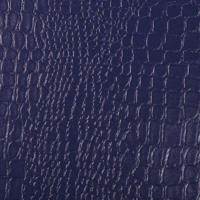 Tissu Simili cuir Croco Bleu marine - Par 10 cm