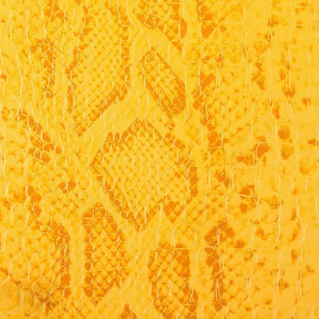 Tissu Simili cuir Croco snake Jaune - Par 10 cm