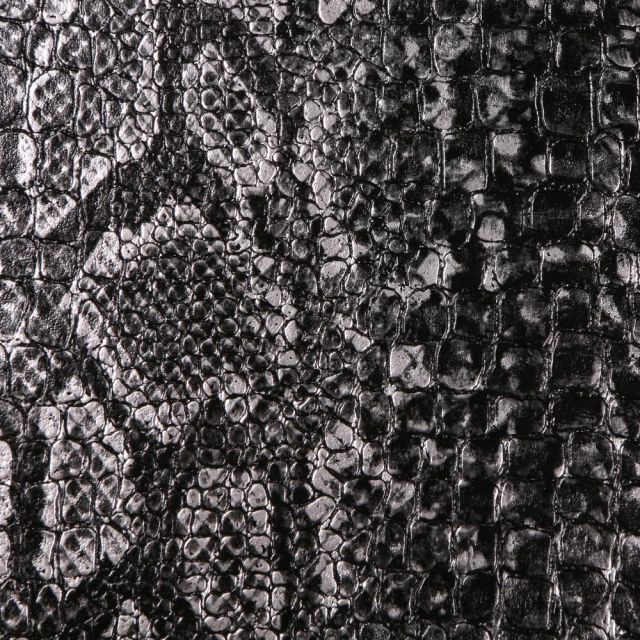 Coupon Simili cuir Croco snake noir et anthracite - 50 x 70 cm