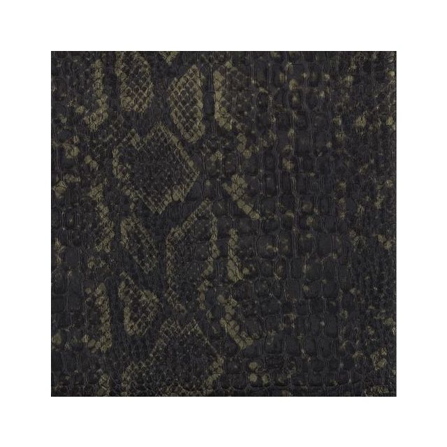 Coupon Simili cuir Croco snake mat Noir et Or - 50 x 70 cm