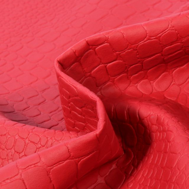 Coupon Simili cuir Croco mat Rouge - 50 x 70 cm