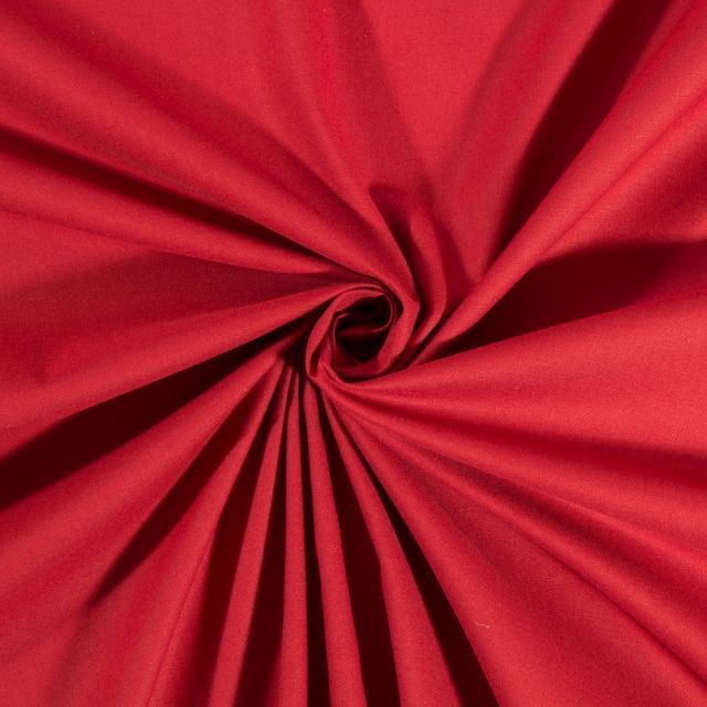 Tissu Coton uni Rouge cardinal - Par 10 cm