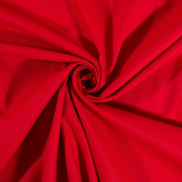 Tissu Coton uni Rouge cerise - Par 10 cm