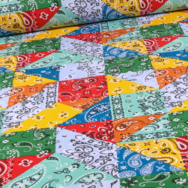 Tissu Coton imprimé Madrague sur fond Multicolore