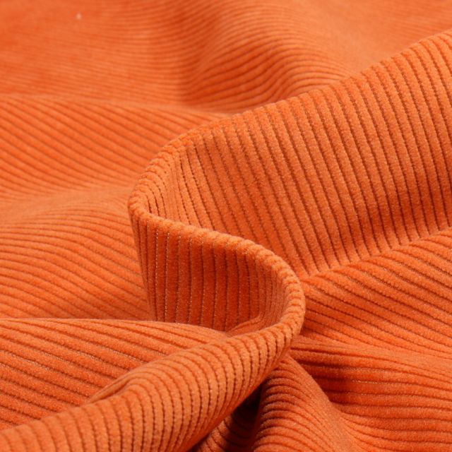 CORINTHE tissu ameublement velours ras fond orange Thevenon - Biarritz